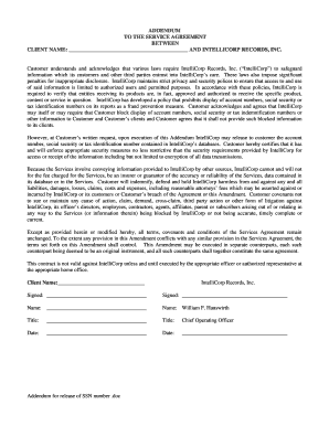 Service Agreement Addendum