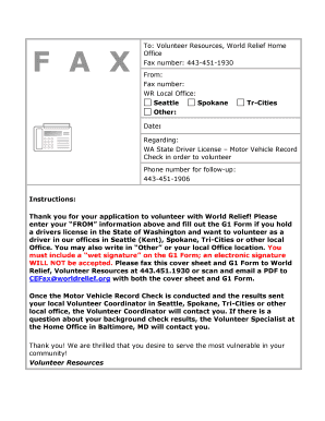 Washington State Driver License Request Form