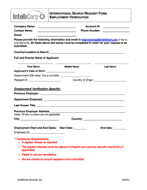 International Employment Verification Request Form