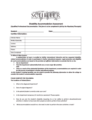 Disability Accommodation Assessment Form