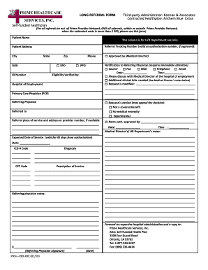 Long Referral Form for Healthcare Services