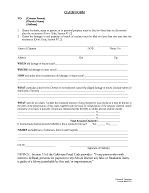 California Property & Liability Claims Reporting Form