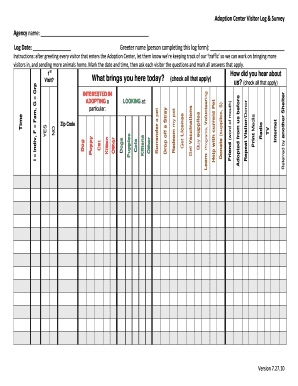 Adoption Center Visitor Log & Survey