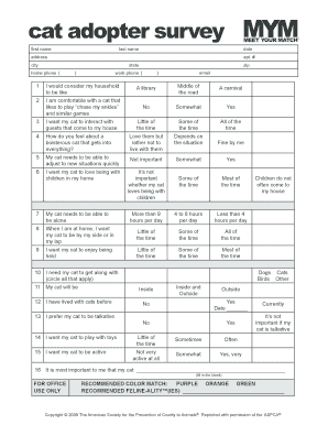 Cat Adopter Survey Form