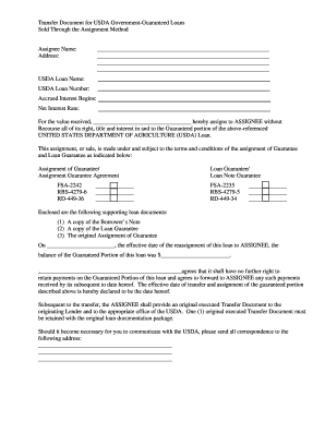 USDA Loan Transfer Document