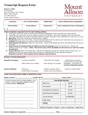 Transcript Request Form
