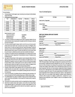 Equicom Balance Transfer Application Form