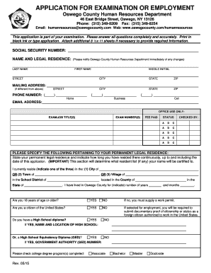 Oswego County Employment Application Form