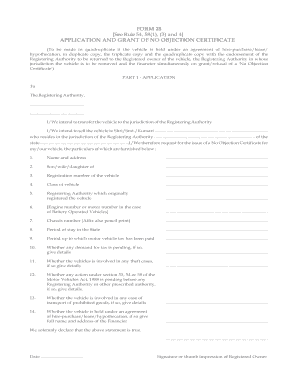 Application and Grant of No Objection Certificate