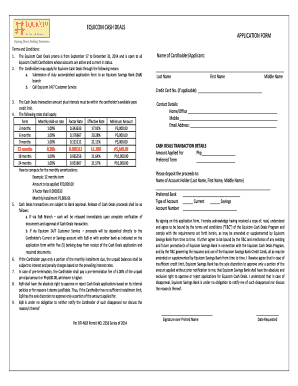 Equicom Cash Deals Application Form