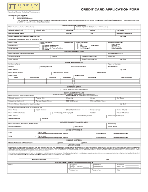 Equicom Credit Card Application Form
