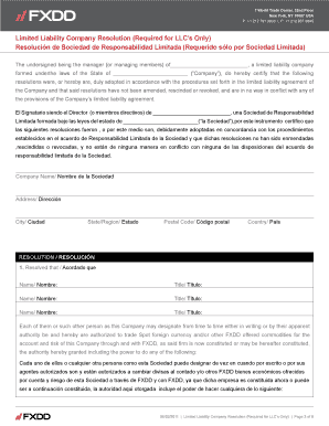 Limited Liability Company Resolution