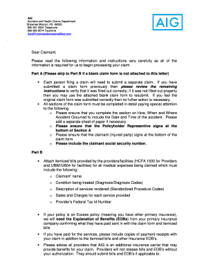 AIG Special Risk Accident and Sickness Claim Form