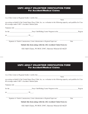 USPC Adult Volunteer Verification Form
