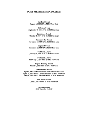 American Legion Membership Awards Form