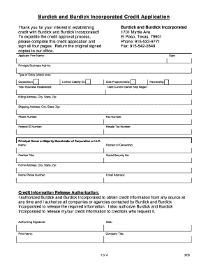 Burdick and Burdick Incorporated Credit Application