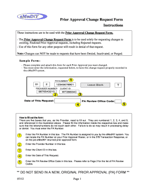 Prior Approval Change Request Form