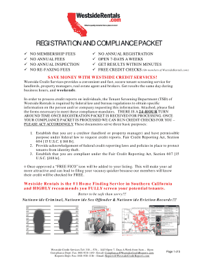 Westside Credit Services Tenant Screening Compliance Packet