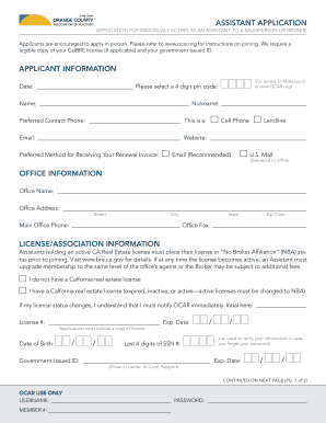 OCAR Assistant Application Form