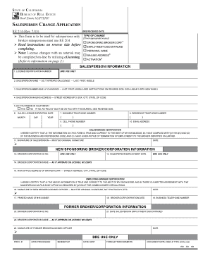 California Salesperson Change Application