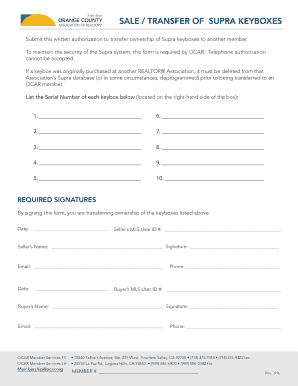 Supra Keybox Transfer Authorization