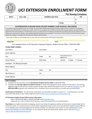 UCI Extension Enrollment Form