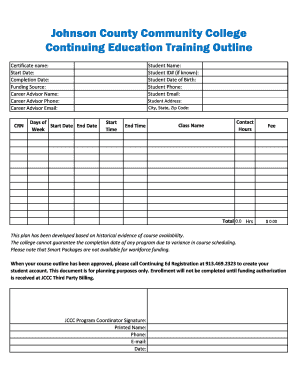 Continuing Education Training Outline