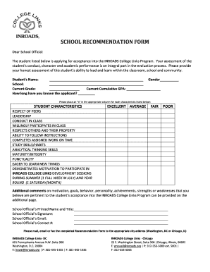 School Recommendation Form