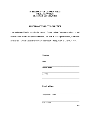 Ohio Electronic Mail Consent Form