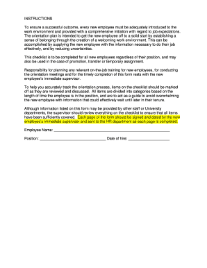 New Employee Orientation Checklist