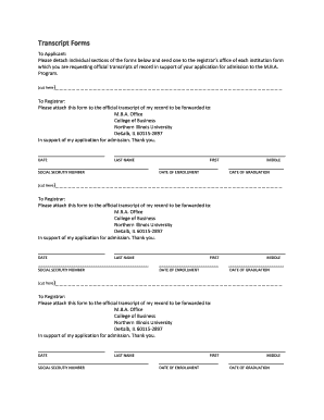 Transcript Request Form for MBA Admission
