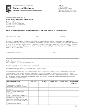 Letter of Recommendation for MBA Program