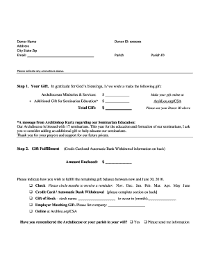 Archdiocesan Donation Form