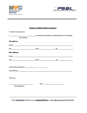 Change of Mailing Address Request