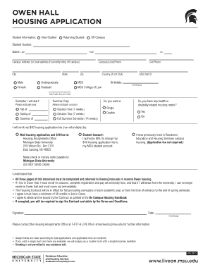 Michigan State University Housing Application