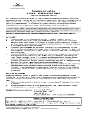 Medical Assessment Form for Students with Permanent Disabilities