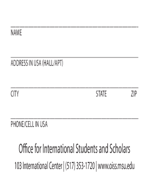 International Student Address Form