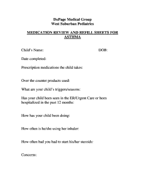 Asthma Medication Review and Refill Form
