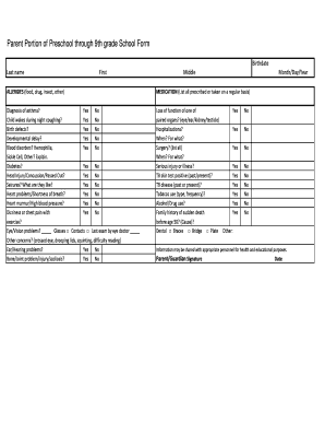Preschool to 9th Grade Health Form