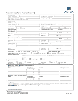 Aviva Indonesia Membership Registration Form