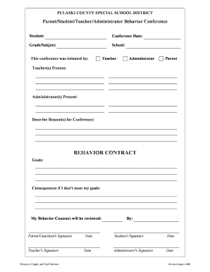 Pulaski County Behavior Conference Form