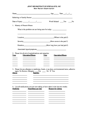 New Patient Examination Form