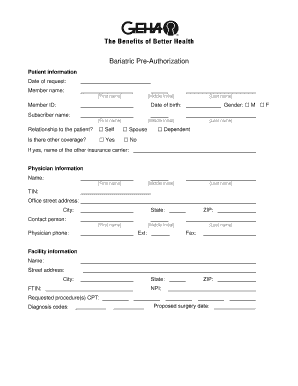 Bariatric Pre-Authorization Form