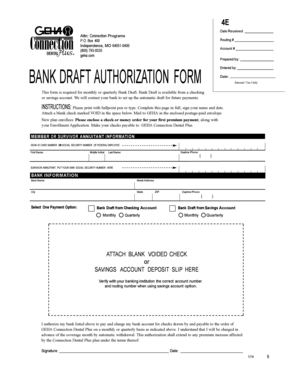 Bank Draft Authorization Form
