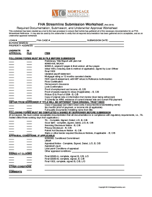FHA Streamline Refinance Worksheet