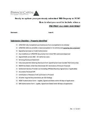 Property Identification Loan Submission Checklist