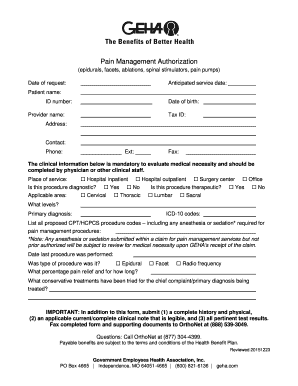Pain Management Authorization Form