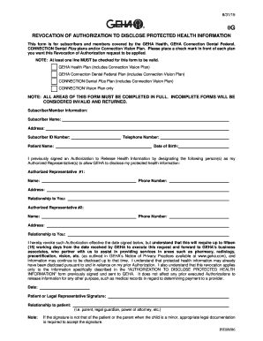 Revocation of Authorization to Disclose Protected Health Information