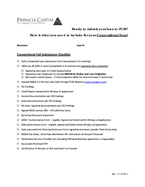 Conventional Loan Submission Checklist