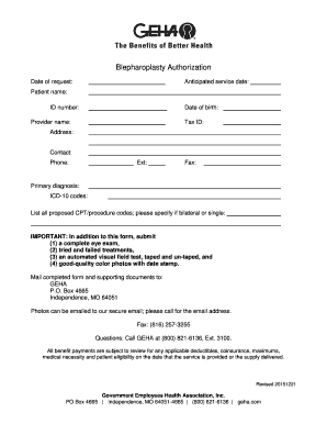Blepharoplasty Authorization Form